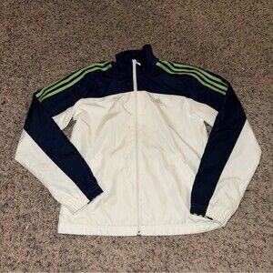 Vintage Adidas Windbreaker‎ Track Jacket White Blue Volt Women’s Size Small